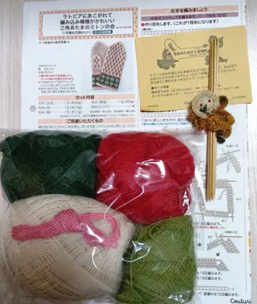 펠리시모 라트비아를 동경하는 삼각형 머리 벙어리장갑과 뜨개바늘 세트