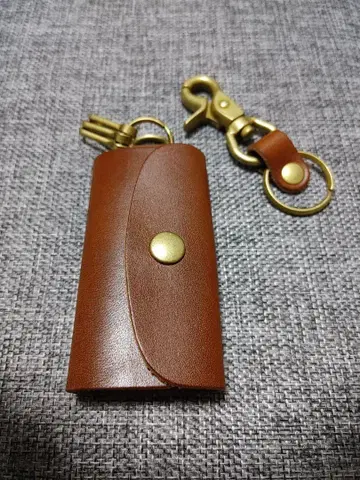도치기 가죽 브라운 천연 탄닌 가죽 키케이스, 키링 일본제 세트