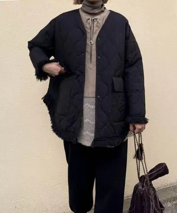 오드리앤존와드 프린지 퀼트 블루종 퀼팅 자켓