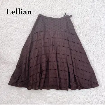 Leilian 레리안 브라운 코튼 레이스 스커트 9호 일본제 가을