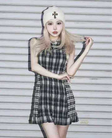 Darich 다리치 체크 콤비 미니 원피스