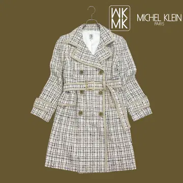 11T373 MICHEL KLEIN 가을/겨울 체크 트위드 롱 코트