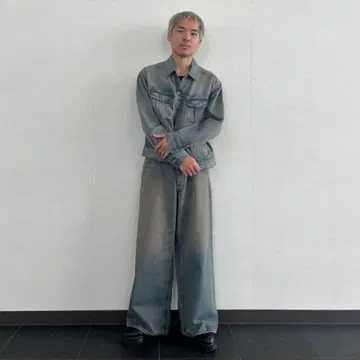 beams 별주 Lee 와이드 레그 데님 라이트 블루