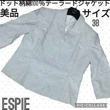 새상품급 ESPIE 에스피에 테일러드 자켓 올 패턴 면 도트 블랙 화이트