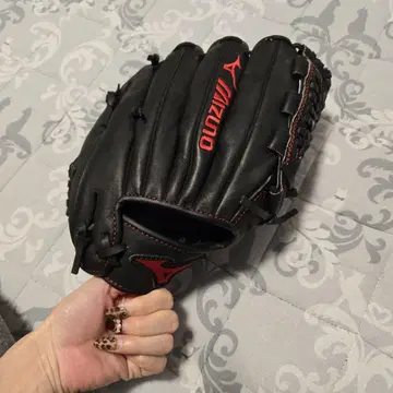 Mizuno 소년 야구 그로브 블랙 레드 볼 파크