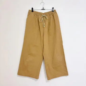 밤 카스타드 와이드 팬츠 L 베이지 허리밴딩 코튼 100% 루즈핏