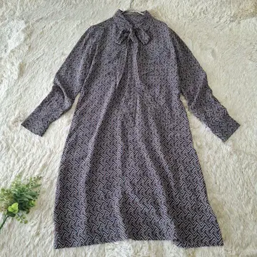 띠어리 럭스 실크 100% 보타이 원피스 올 패턴 비익 재단 38