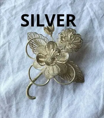 빈티지 필리그리 실버 브로치 SILVER 은선 세공 플라워
