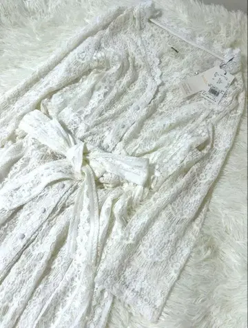 새상품 스나이델 롱 가운 원피스 가디건 전체 레이스