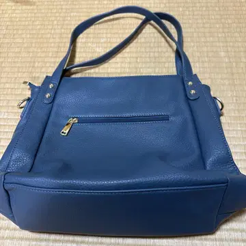네이비 합성 피혁 토트백