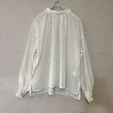 [새상품급] SLOBE IENA 양류 도트 블라우스 시어 셔츠 소매 셔링