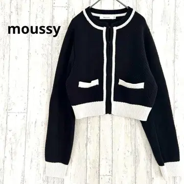 마우지 moussy 크롭 니트 가디건 [F] 바이컬러 긴팔