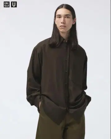 새상품 UNIQLO U 드레이프 셔츠 다크 브라운 L