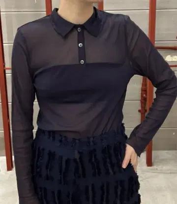 6 로쿠 네이비 긴팔 셔츠