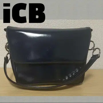 #T [다수 상처 있음] ICB 링 핸드백 다크 네이비 짙은 남색 여성용