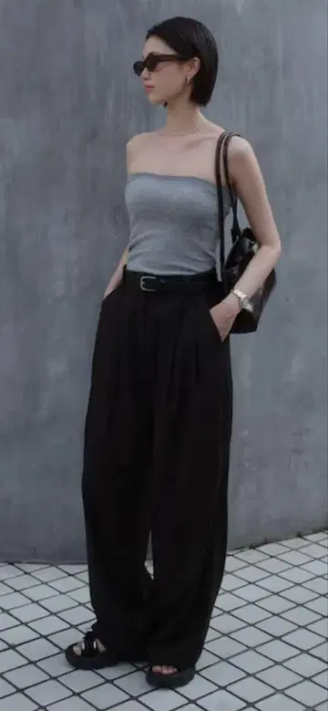 anuke Twill Wide pants 브라운