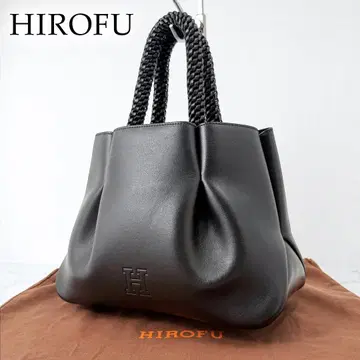 컨디션 최상 HIROFU 핸드백 블랙 메쉬 H 마크 H 로고