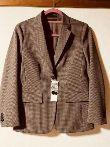 UNIQLO 브라운 체크 무늬 테일러드 자켓 S 미사용 새상품
