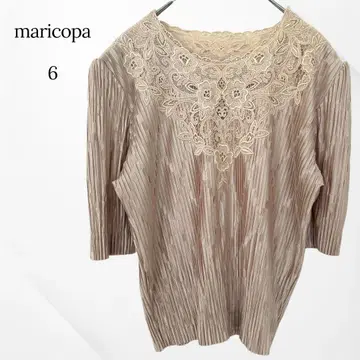maricopa 블라우스 반팔 베이지 플리츠 레이스 빈티지 고급