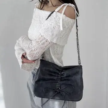 Heather 리본 숄더 BAG 차콜 그레이