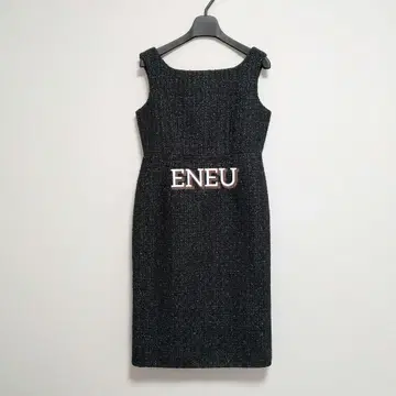새상품급 ENEU 에누 트위드 원피스 종아리 기장 블랙
