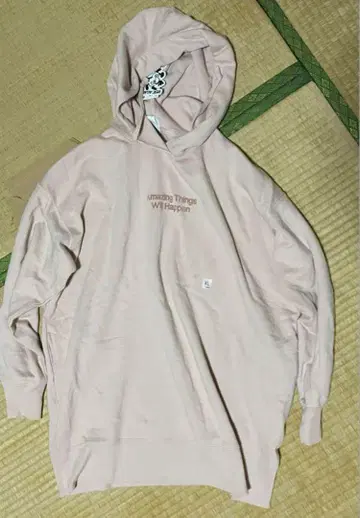 유니클로 여성용 롱 후드티 원피스 핑크 상의 LL 맨투맨