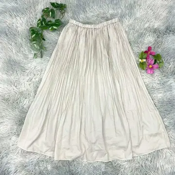 내추럴 뷰티 베이직 플레어 롱 스커트 (S) 베이지 무지