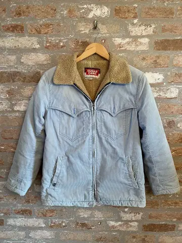 SUGAR CANE 라이트 블루 보아 코듀로이 자켓