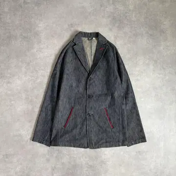 데님 테일러드 자켓 인디고 블루 캐주얼 아카이브 구제 의류