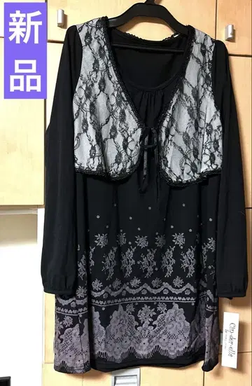 새상품 고딕 레이스 레이어드 스타일 긴팔 튜닉 유메카와 원피스