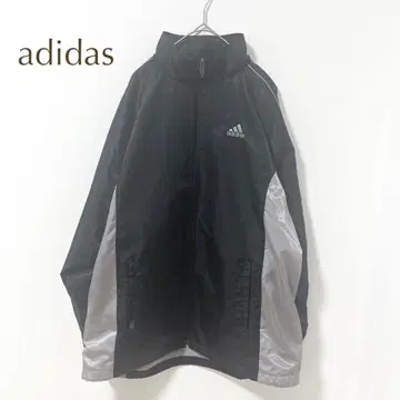 아디다스 절개 나일론 자켓 로고 자수 실버 Clima365