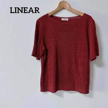 빨간색 반팔 니트탑 LINEAR
