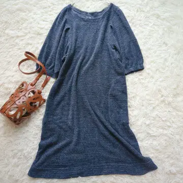 새상품급 45r 포티 파이브알 슬라브 쭈리 맨투맨 원피스 남색