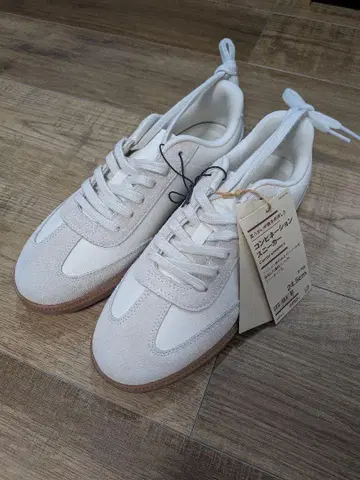 [ 새상품 ] MUJI 콤비네이션 스니커즈 24.5cm 화이트/베이지