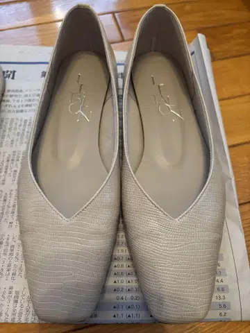 베이지 V컷 플랫 펌프스 Le talon