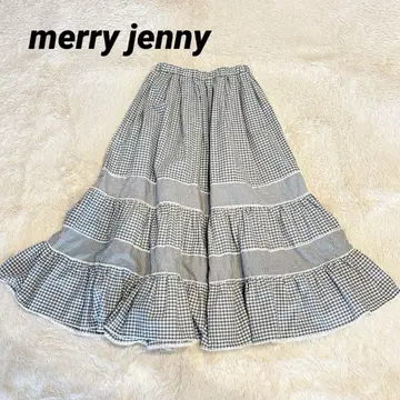 merry jenny 불규칙 체크 플레어 스커트 그레이