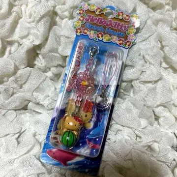 레어 헬로키티 여름방학 바다 버전 일광화상 키티 스트랩 수박