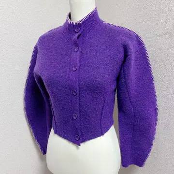 ZARA 하이넥 니트 자켓 보라색