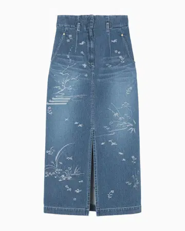 Nature Pattern Jacquard Denim Skirt 2