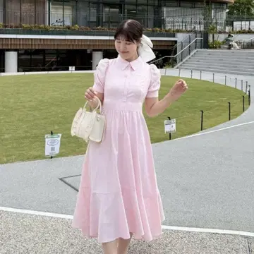 AnMILLE 아지메 셔츠 원피스 핑크