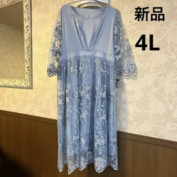 새상품 택 미사용 빅 사이즈 4L 플라워 자수 레이스 원피스