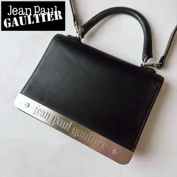 장 폴 고티에 메탈 플레이트 블랙 가죽 백 빈티지