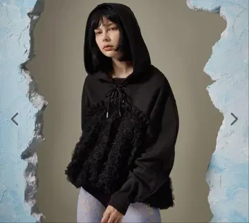 poppy Tulle docking hoodie ( black )