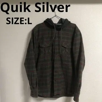 [ 퀵실버/QuikSilver ] 새상품급 후드 부착 체크 셔츠 L