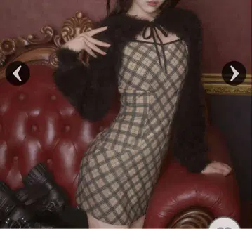미셸 마카롱 체크 무늬 미니 원피스