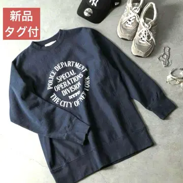 새상품 GOOD ROCK SPEED NYC 서클 로고 맨투맨 네이비
