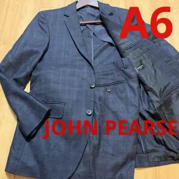 JOHN PEARSE 울 100% 가을/겨울 네이비 체크 수트 A6