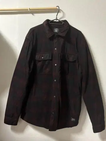 VOLCOM 버튼 체크 셔츠 자켓 L 블랙 레드