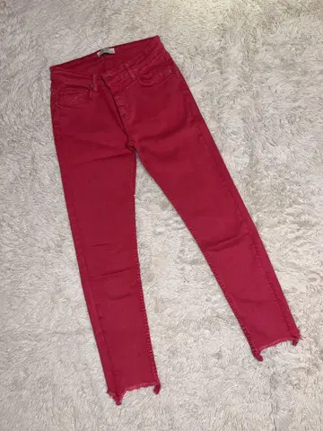 ZARA 자라 스트레치 여성용 스키니 핑크 데님 핑크 데님