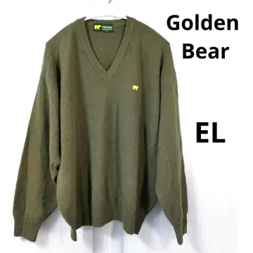 Golden Bear V넥 니트 스웨터 올리브 그린 EL